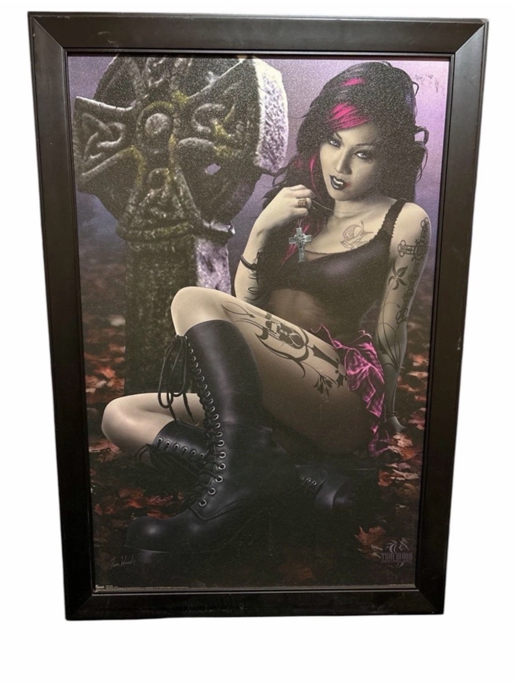 Gothic Pink Accent Art Print in Black Frame